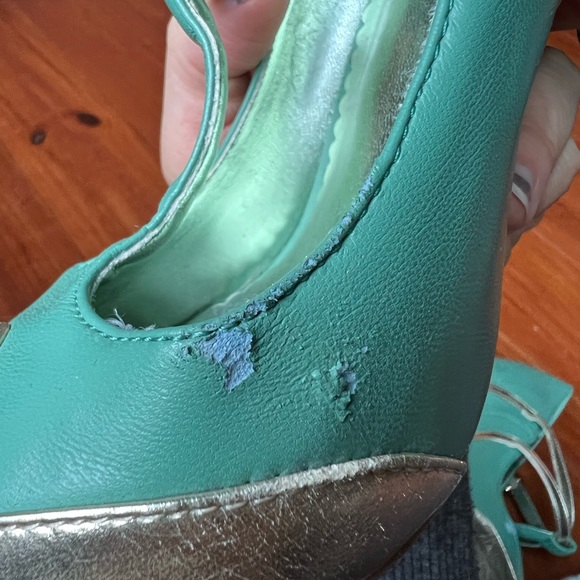 Mod Cloth Dancing Days by Banned seafoam green sparkle block strap heels - Picture 9 of 11
